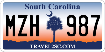SC license plate MZH987