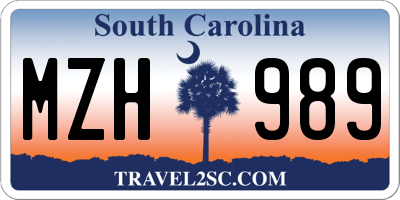 SC license plate MZH989