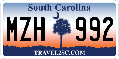 SC license plate MZH992
