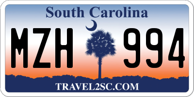 SC license plate MZH994