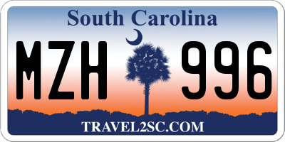 SC license plate MZH996