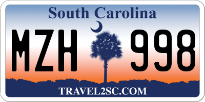 SC license plate MZH998