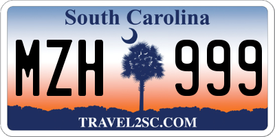 SC license plate MZH999