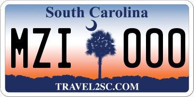 SC license plate MZI000