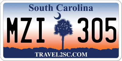 SC license plate MZI305