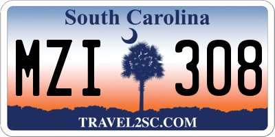 SC license plate MZI308