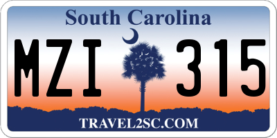 SC license plate MZI315