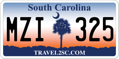 SC license plate MZI325