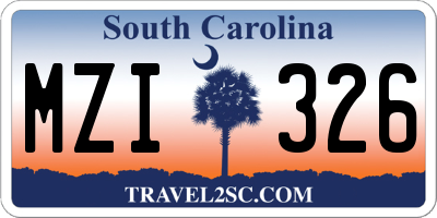 SC license plate MZI326