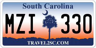 SC license plate MZI330