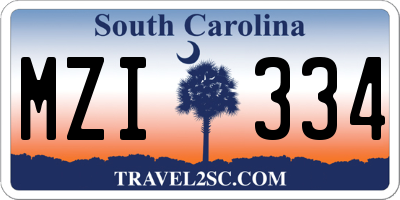 SC license plate MZI334