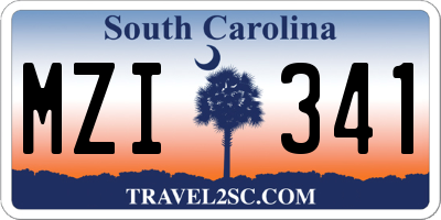 SC license plate MZI341