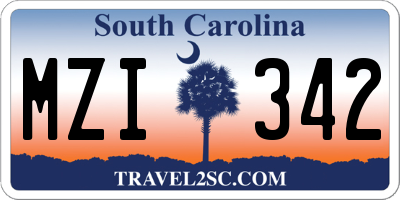 SC license plate MZI342