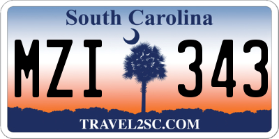 SC license plate MZI343