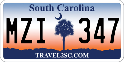 SC license plate MZI347