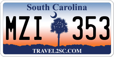 SC license plate MZI353