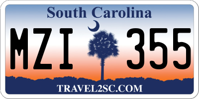 SC license plate MZI355