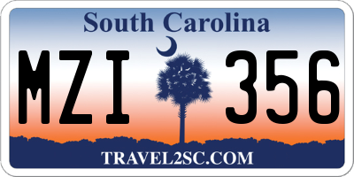 SC license plate MZI356