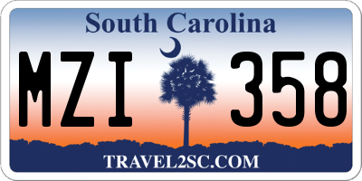SC license plate MZI358