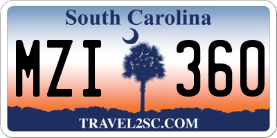SC license plate MZI360