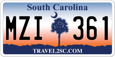 SC license plate MZI361