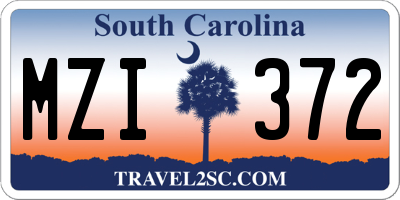 SC license plate MZI372