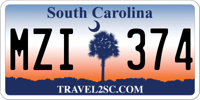 SC license plate MZI374