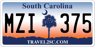 SC license plate MZI375