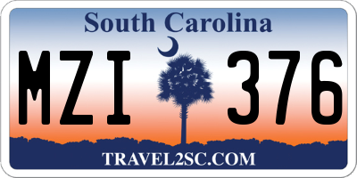 SC license plate MZI376