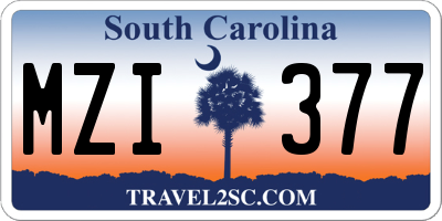 SC license plate MZI377