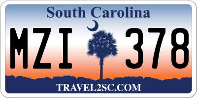 SC license plate MZI378