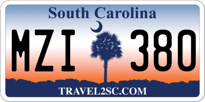 SC license plate MZI380