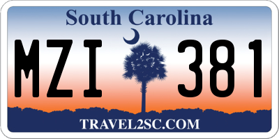 SC license plate MZI381