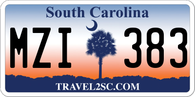 SC license plate MZI383
