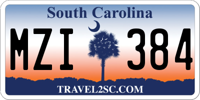 SC license plate MZI384