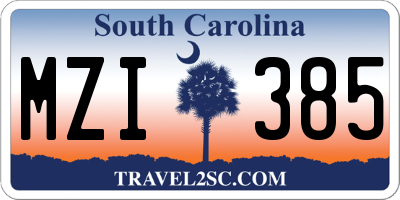 SC license plate MZI385