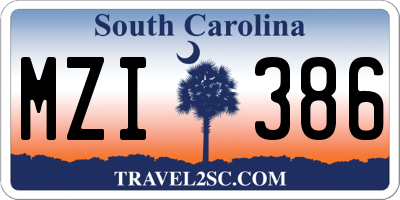 SC license plate MZI386