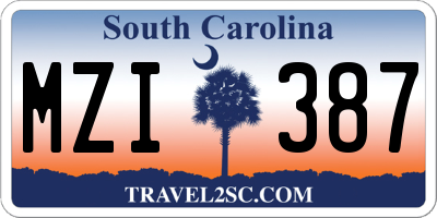 SC license plate MZI387