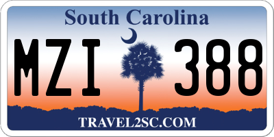 SC license plate MZI388