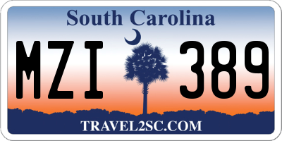SC license plate MZI389
