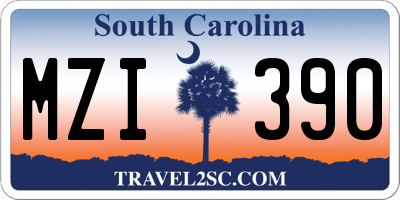 SC license plate MZI390