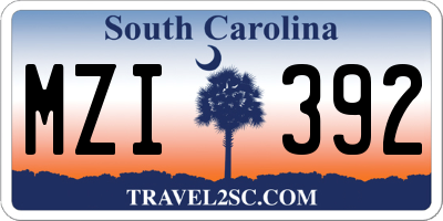 SC license plate MZI392