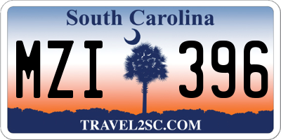 SC license plate MZI396