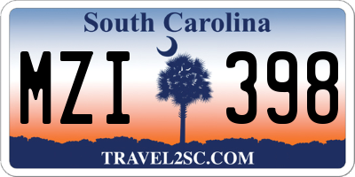 SC license plate MZI398