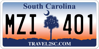 SC license plate MZI401