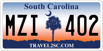 SC license plate MZI402