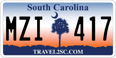 SC license plate MZI417