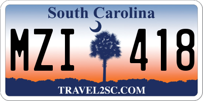SC license plate MZI418