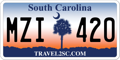 SC license plate MZI420