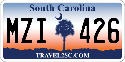 SC license plate MZI426